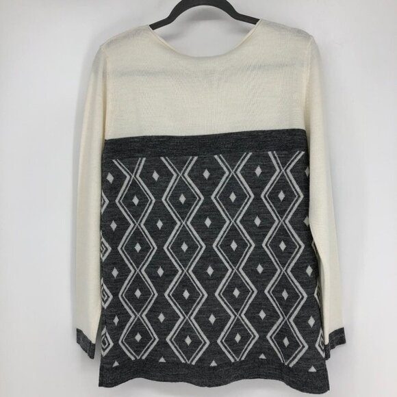 Eleonora Amadei NWT Wool blend Two Tone Grey Off White geometric print Sweater S - Picture 5 of 10